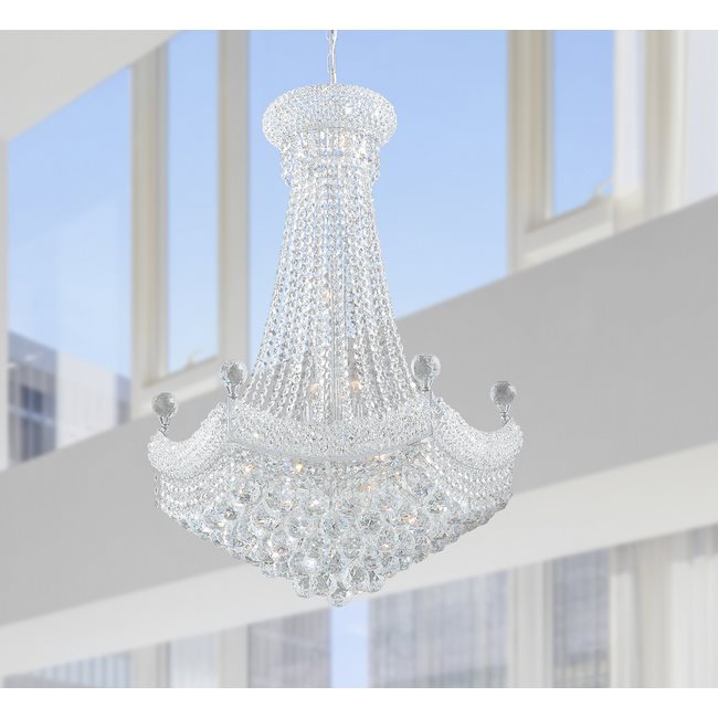 W83074C24 Empire 15 Light Chrome Finish with Clear Crystal Chandelier