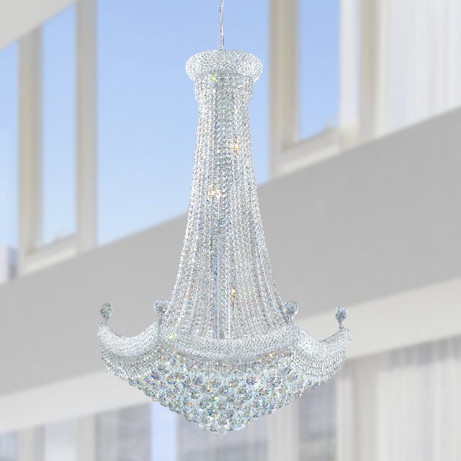 W83074C30 Empire 18 light Chrome Finish with Clear Crystal Chandelier