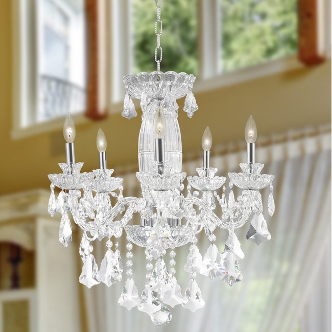 W83089C25 Olde World 5 light Chrome Finish with Double-cut Clear Crystal Chandelier - Discontinued