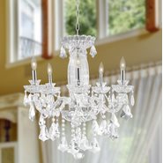 W83089C25 Olde World 5 light Chrome Finish with Double-cut Clear Crystal Chandelier - Discontinued