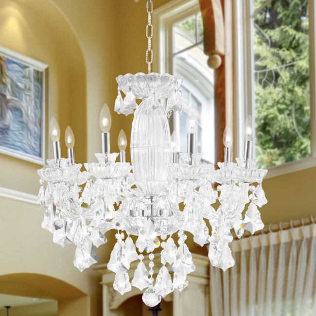 W83091C25 Olde World 8 light Chrome Finish with Double-cut Clear Crystal Chandelier - Discontinued