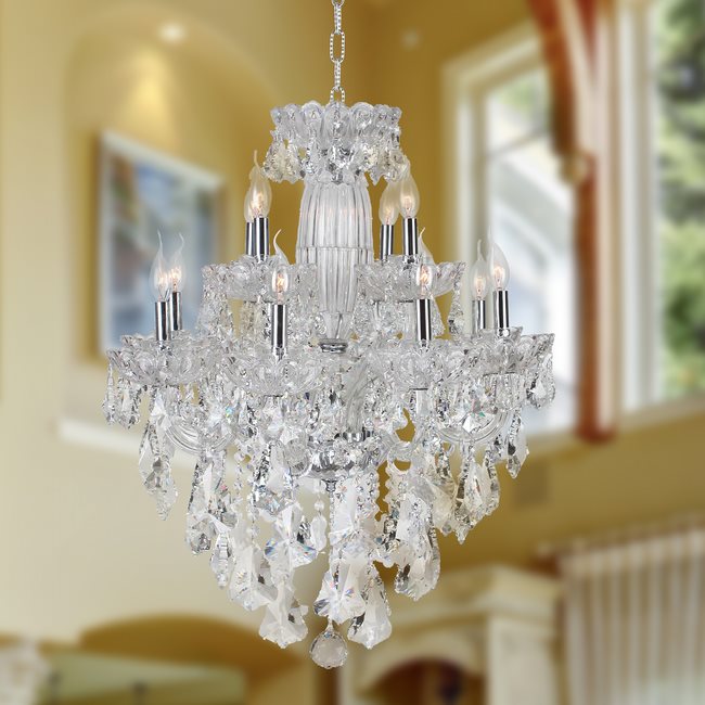 W83092C31 Olde World 12 light Chrome Finish with Double-cut Clear Crystal Chandelier - Discontinued