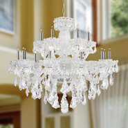 W83093C39 Olde World 18 light Chrome Finish with Double-cut Clear Crystal Chandelier - Discontinued