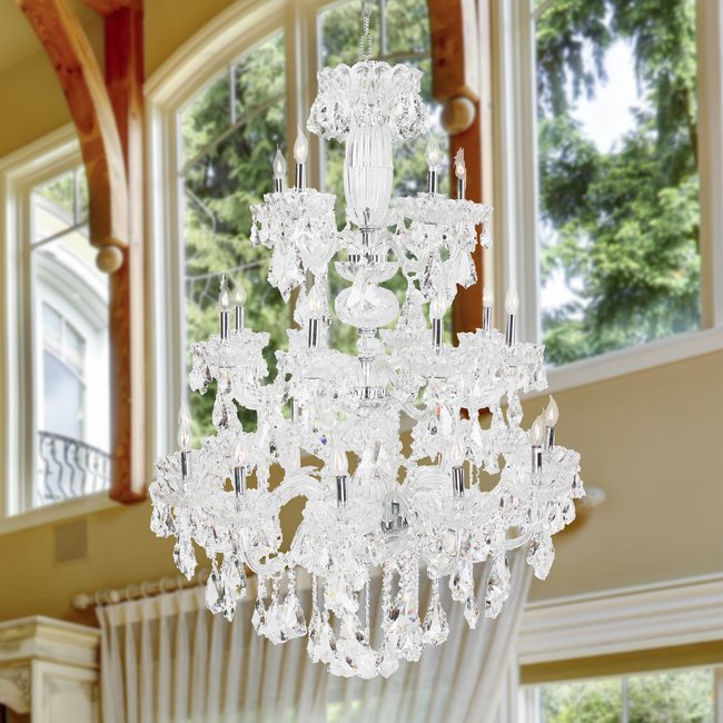W83094C42 Olde World 23 light Chrome Finish with Double-cut Clear Crystal Chandelier - Discontinued
