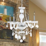 W83095C23-WH Provence 4 Light Chrome Finish and White Crystal Chandelier - Discontinued