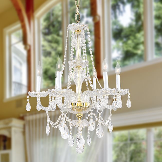 W83096G23 Provence 6 light Gold Finish and Clear Crystal Chandelier