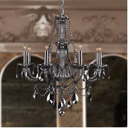 W83097C28-SM Provence 8 Light Chrome Finish and Smoke Crystal Chandelier