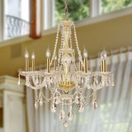 W83097G28-GT Provence 8 Light Gold Finish with Golden Teak Crystal Chandelier - Discontinued