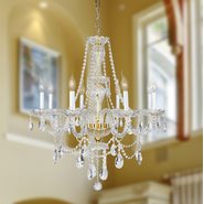 W83097G28 Provence 8 Light Gold Finish and Clear Crystal Chandelier