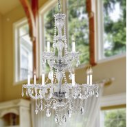 W83098C28-CL Provence 12 Light Chrome Finish and Clear Crystal Chandelier Two 2 Tier