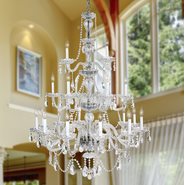 W83099C38-CL Provence 21 Light Chrome Finish and Clear Crystal Chandelier Three 3 Tier