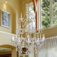 W83099G38 Provence 21 light Gold Finish and Clear Crystal Chandelier Three 3 Tier