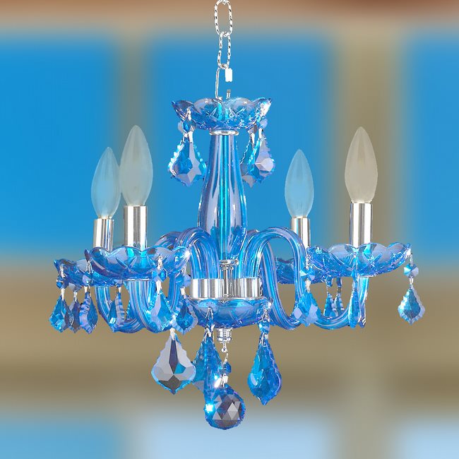 W83100C16-SP Clarion 4 Light Chrome Finish Sapphire Blue Crystal Chandelier