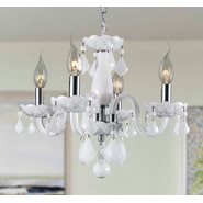 W83100C16-WH Clarion 4 Light Chrome Finish and White Crystal Chandelier