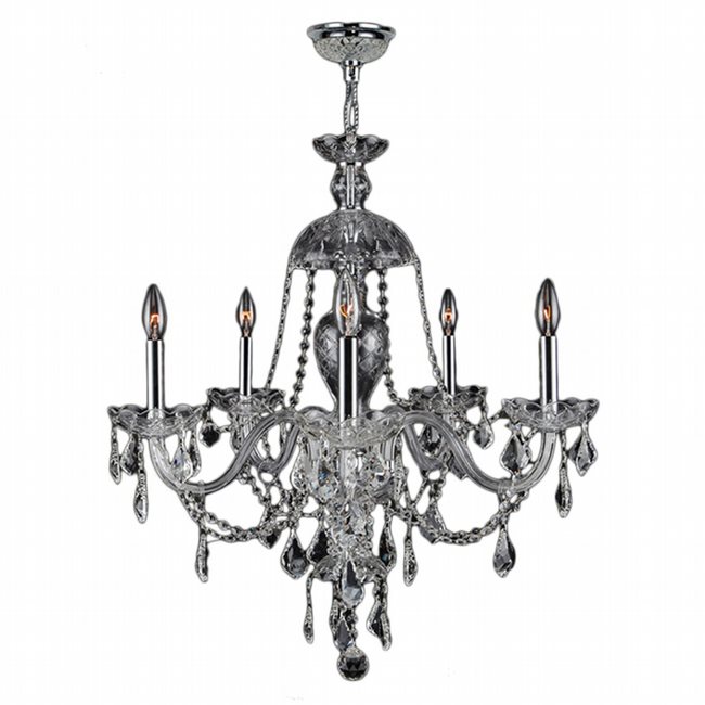 W83101C25-CL Provence 5 light Chrome Finish and Clear Crystal Chandelier