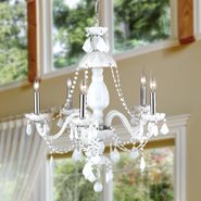 W83101C25-WH Provence 5 Light Chrome Finish and White Crystal Chandelier - Discontinued