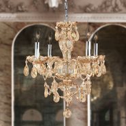 W83103C17-AM Provence 4 light Chrome Finish with Amber Crystal Chandelier