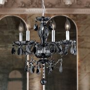 W83103C17-BL Provence 4 light Chrome Finish with Black Crystal Chandelier