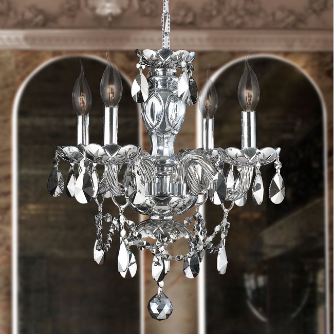 W83103C17-CH Provence 4 light Chrome Finish with Chrome Crystal Chandelier
