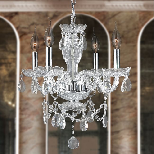 W83103C17-CL Provence 4 Light Chrome Finish Crystal Chandelier