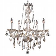 W83104C21-GT Provence 5 light Chrome Finish with Golden Teak Crystal Chandelier
