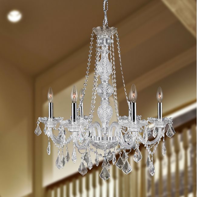 W83105C24-CL Provence 6 Light Chrome Finish and Clear Crystal Chandelier