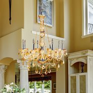 W83106C28-AM Provence 8 Light Chrome Finish and Amber Crystal Chandelier