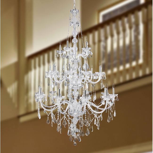 W83108C43-CL Provence 25 light Chrome Finish with Clear Crystal Chandelier