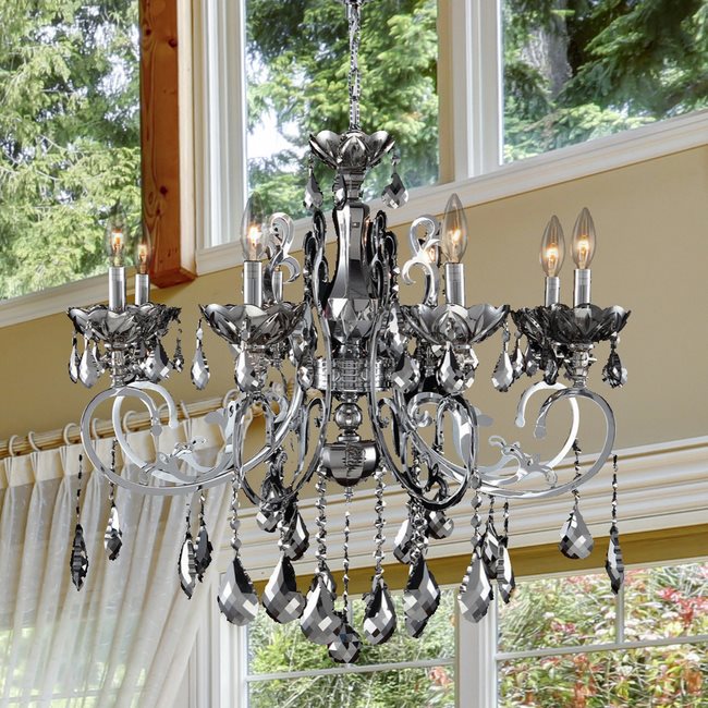 W83109C30-CH Kronos 8 light Chrome Finish with Chrome Crystal Chandelier
