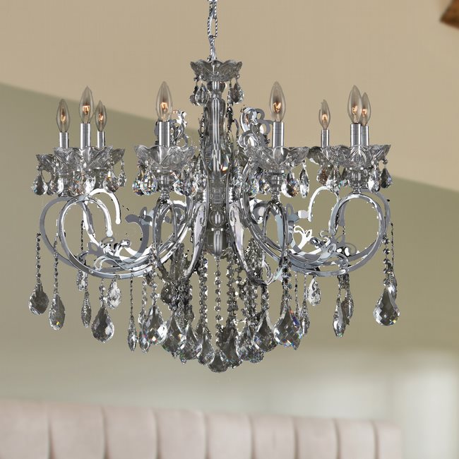 W83109C36-SM Kronos 10 Light Chrome Finish and Smoke Crystal Chandelier