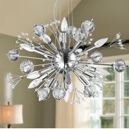 W83111C24 Starburst 20 Light Chrome Finish and Clear Crystal Chandelier