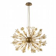 W83111MG36 Starburst 24-Light Matte Gold Finish and Clear Crystal Sputnik Chandelier D36 in. x H26 in. Large