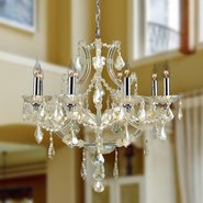 W83118C26-GT Lyre 8 light Chrome Finish with Golden Teak Crystal Chandelier