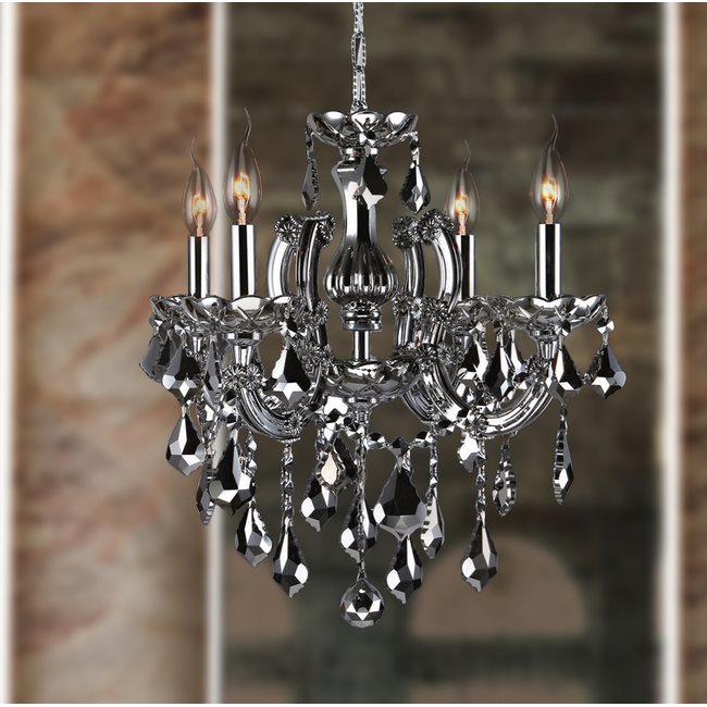 W83119C18-SM Catherine 4 Light Chrome Finish and Smoke Crystal Chandelier