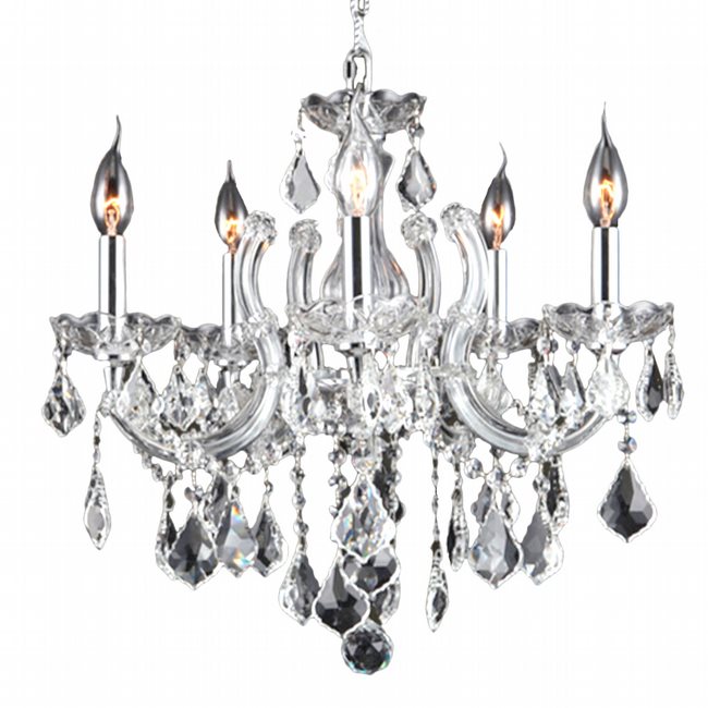 W83120C18-CL Catherine 5 Light Chrome Finish with Clear Crystal Chandelier - Discontinued