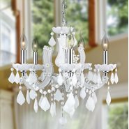 W83120C18-WH Catherine 5 Light Chrome Finish and White Crystal Chandelier - Discontinued