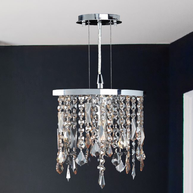 W83124C10 Fiona 1 light Chrome Finish with Multi-Colored Crystal Pendant