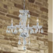W83126C16-CL Gatsby 4 Light Chrome Finish and Clear Blown Glass Chandelier
