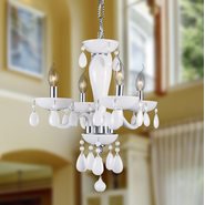 W83126C16-WH Gatsby 4 Light Chrome Finish and White Blown Glass Chandelier