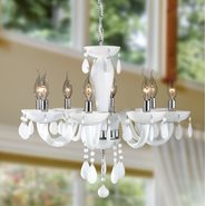 W83129C22-WH Gatsby 8 Light Chrome Finish and White Blown Glass Chandelier
