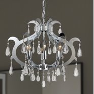 W83130C18 Henna 6 Light Chrome Finish and Clear Crystal Chandelier
