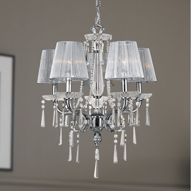 W83131C21 Orleans 5 light Chrome Finish with Clear Crystal Chandelier