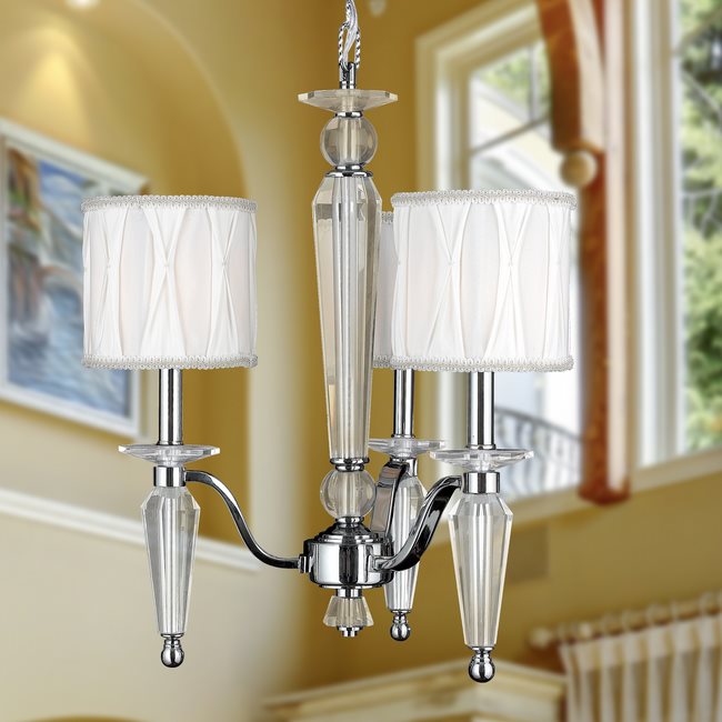 W83132C18 Gatsby 3 light Chrome Finish with Clear Crystal Chandelier