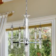 W83136C16 Gatsby 5 Light Chrome Finish and Clear Crystal Candle Mini Chandelier