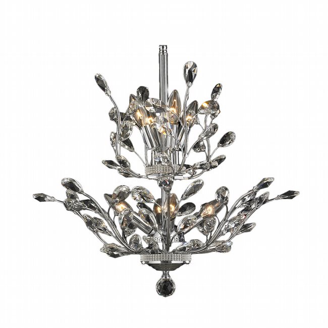 W83152C21 Aspen 8 Light Chrome Finish Crystal Tree Two Tier Chandelier