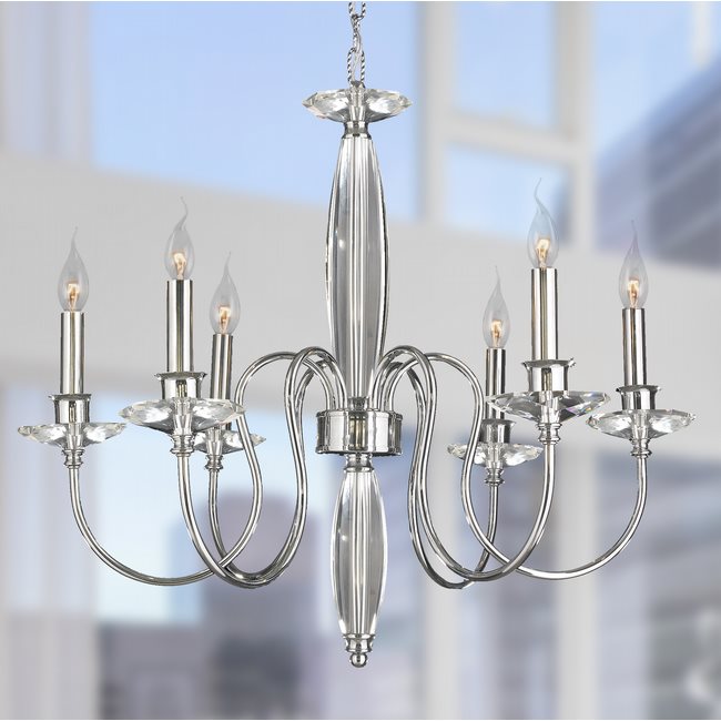 W83161C25 Innsbruck 6 lights Chrome Finish with Clear Crystal Candelabra Chandelier