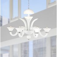 W83172C28-WH Murano Venetian Style 6 Light Blown Glass in White Finish Chandelier