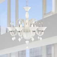 W83174C27-WH Murano Venetian Style 8 Light Blown Glass in White Finish Chandelier