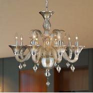 W83175C27-AM Murano Venetian Style 8 Light Blown Glass in Amber Finish Chandelier