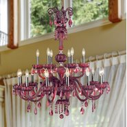 W83178C36-CY Carnivale 18 light Chrome Finish and Cranberry Red Crystal Chandelier Two 2 Tier